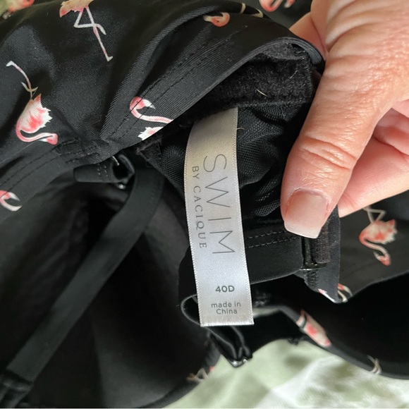 Black Flamingo Print Swim Top - Picture 4 of 4
